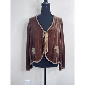 Glory Open Front Velvet Burnout Cardigan Topper Women's M Boho Whimsigoth Earthy